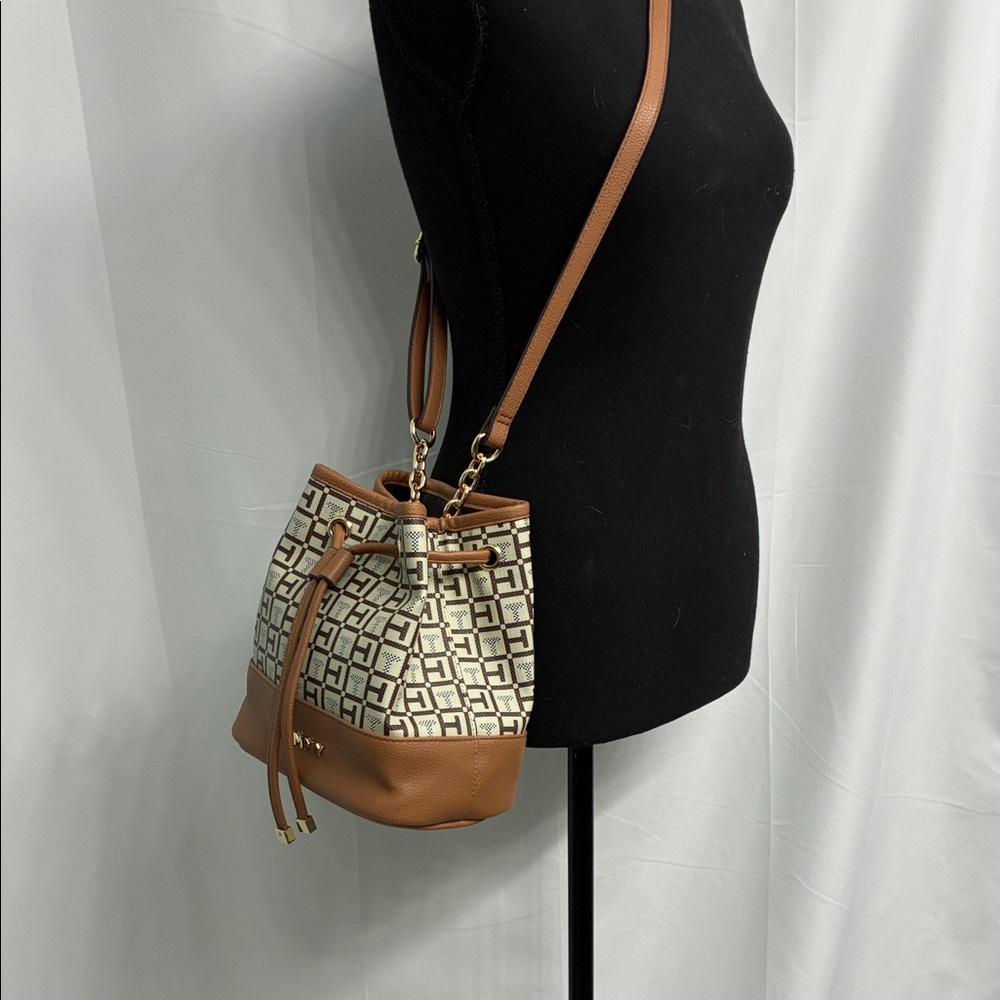 Tommy Hilfiger Brown and Cream Bucket Bag
